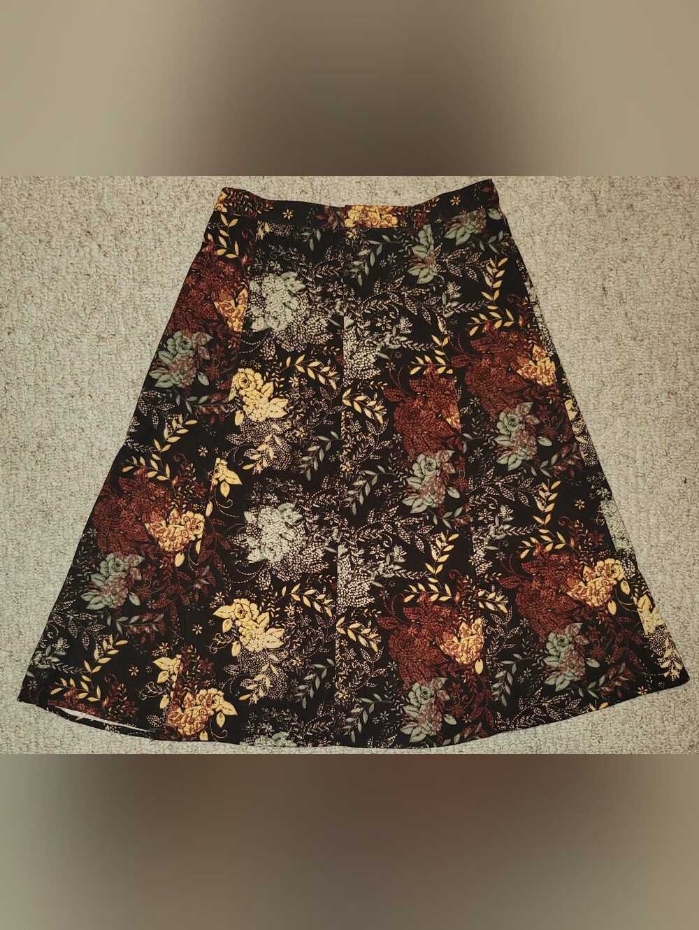 Christopher & Banks 8P Floral Midi Skirt Dark Academia Fall Botanical A-Line